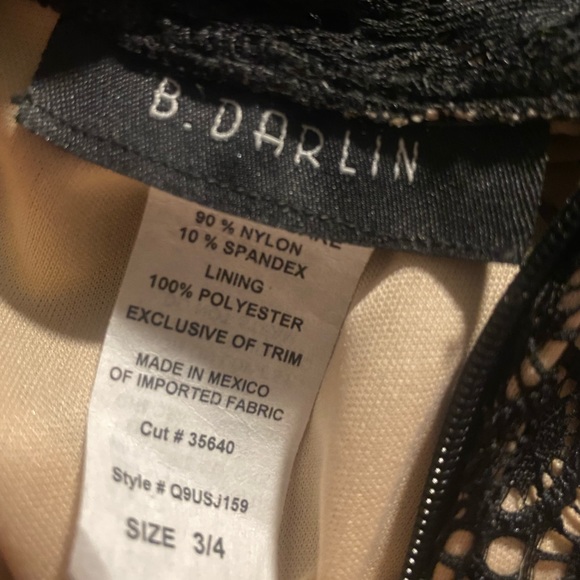 Women’s Black Mini Dress with Cream on Inside - Picture 3 of 3